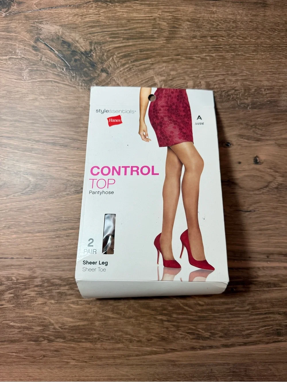 Hanes Style Essentials Control Top Pantyhose 2 Pair Nude Size A NIB